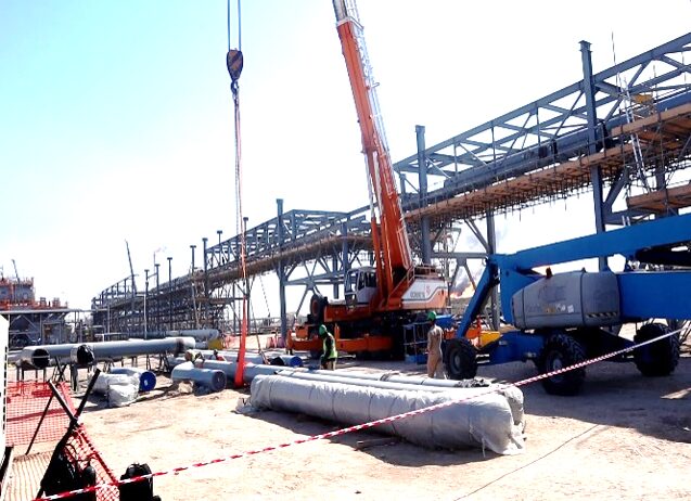 Crane erecting steel structure
